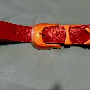 Stylish Brown Leather Belt with Gold Buckle